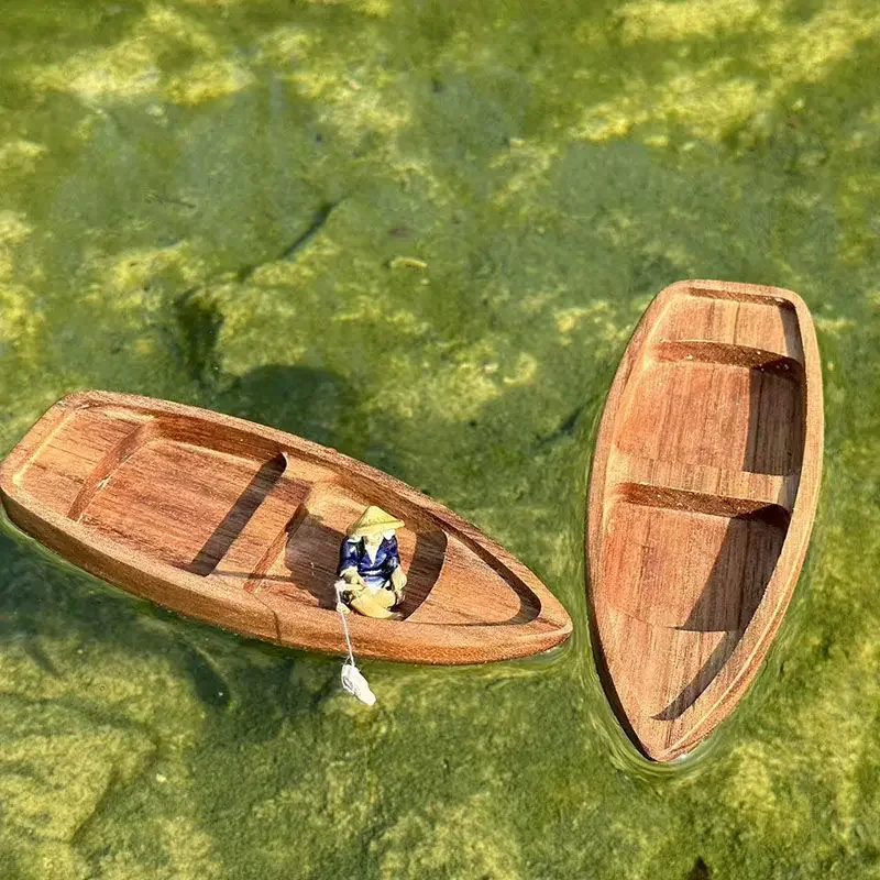 手作り木製ボートミニフローティングボートモデル漁師猫漁船水槽 - Fishing Boat Oar のレビューと価格